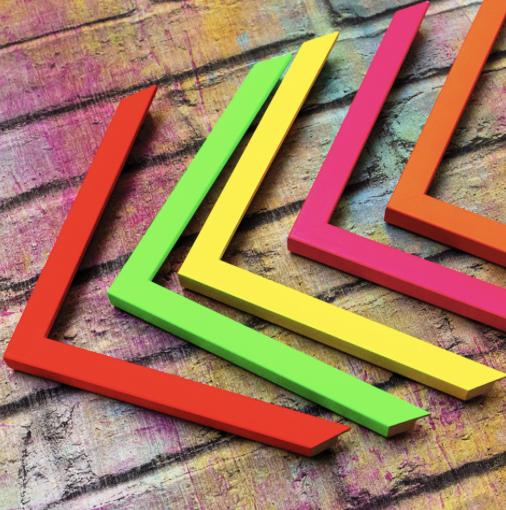Neon wood picture frame bright pink yellow green orange red photo frame A3 A4 A5 vibrant modern frame for wall or tabletop decor