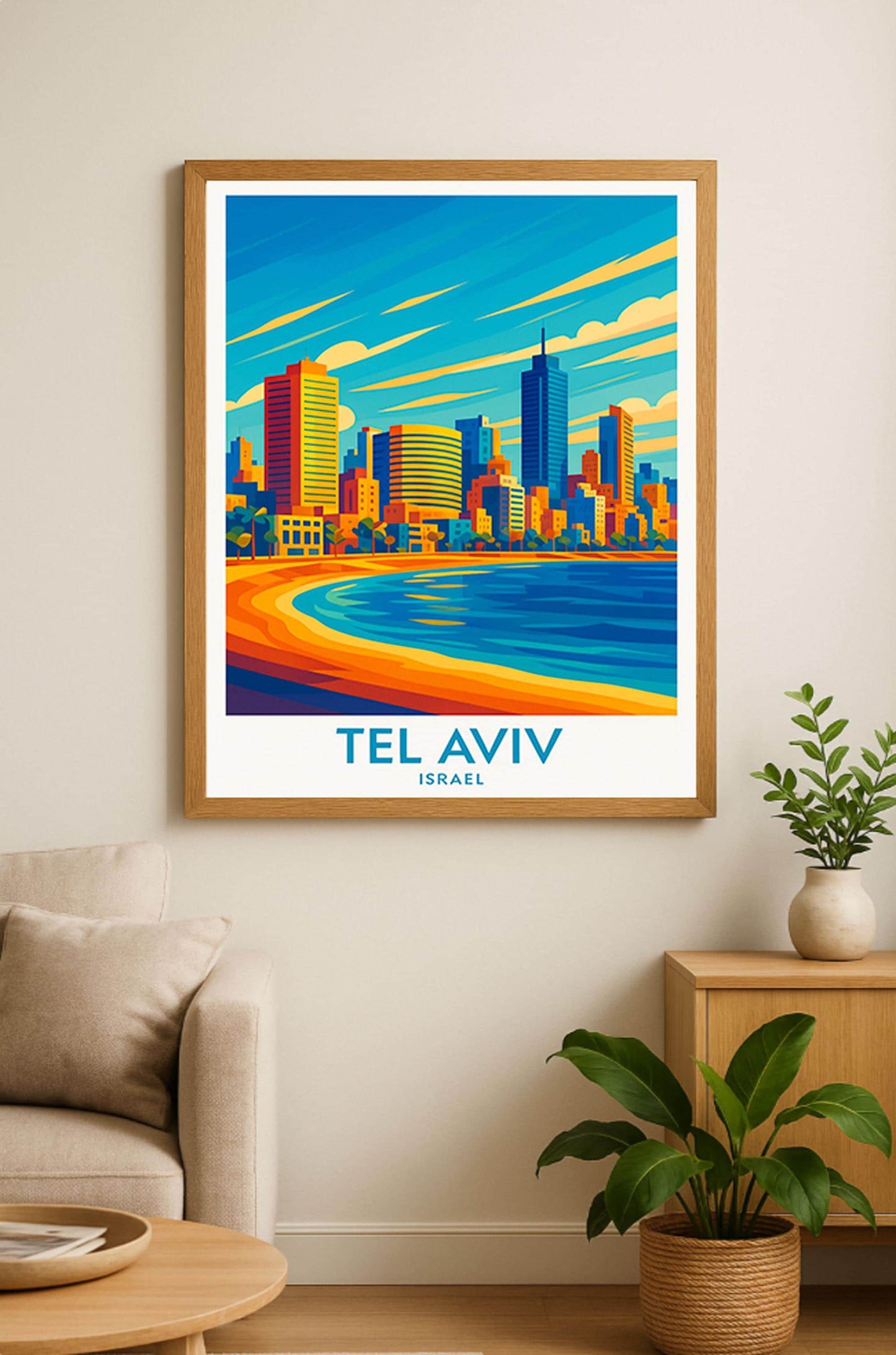 Tel Aviv Travel Poster: Mediterranean Coastal Israel Art Print