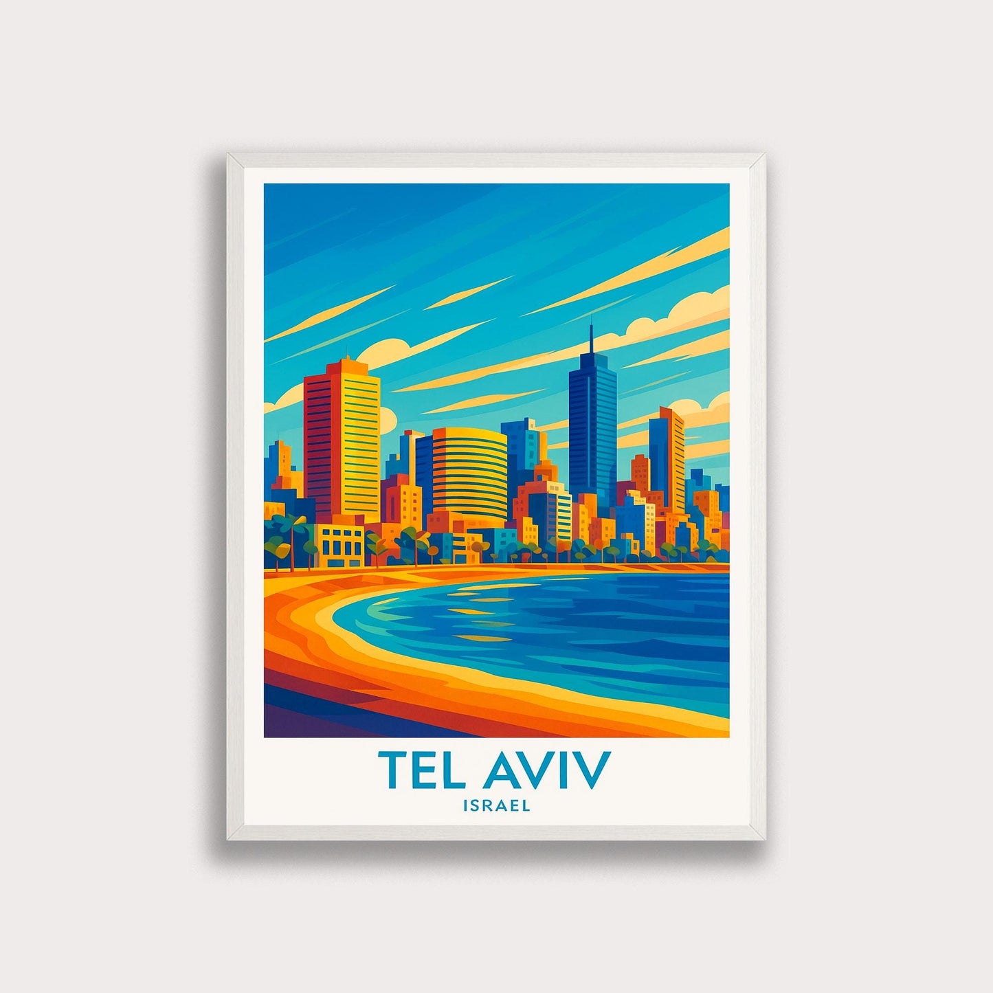 Tel Aviv Travel Poster: Mediterranean Coastal Israel Art Print