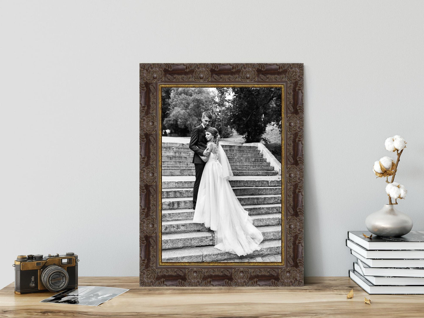 Venice Ornate Shabby Chic Antique Style Picture Frame Walnut Gold edges A1/A2/A3/A4/A5