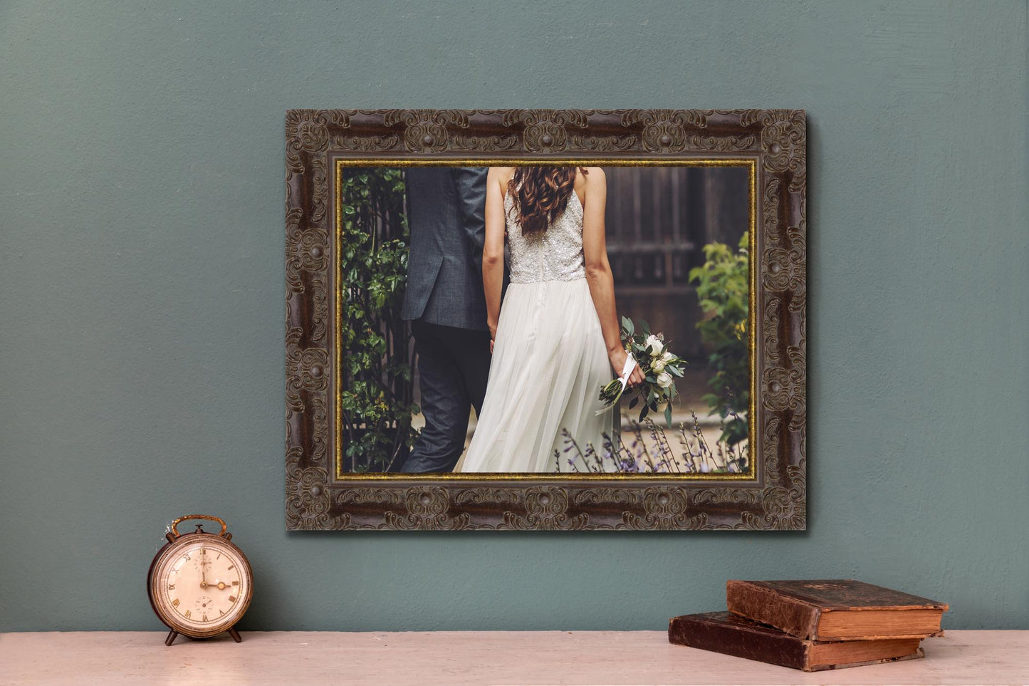 Venice Ornate Shabby Chic Antique Style Picture Frame Walnut Gold edges A1/A2/A3/A4/A5