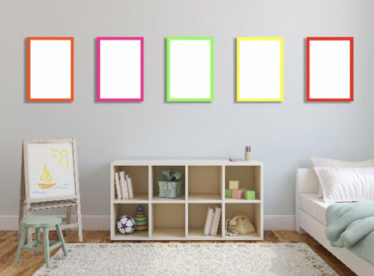 Neon wood picture frame bright pink yellow green orange red photo frame A3 A4 A5 vibrant modern frame for wall or tabletop decor