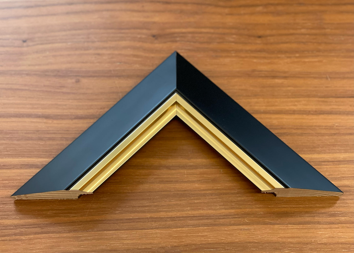 Handmade Matte Black Picture Frame: Gold/Silver Edge, Solid Pine Wood
