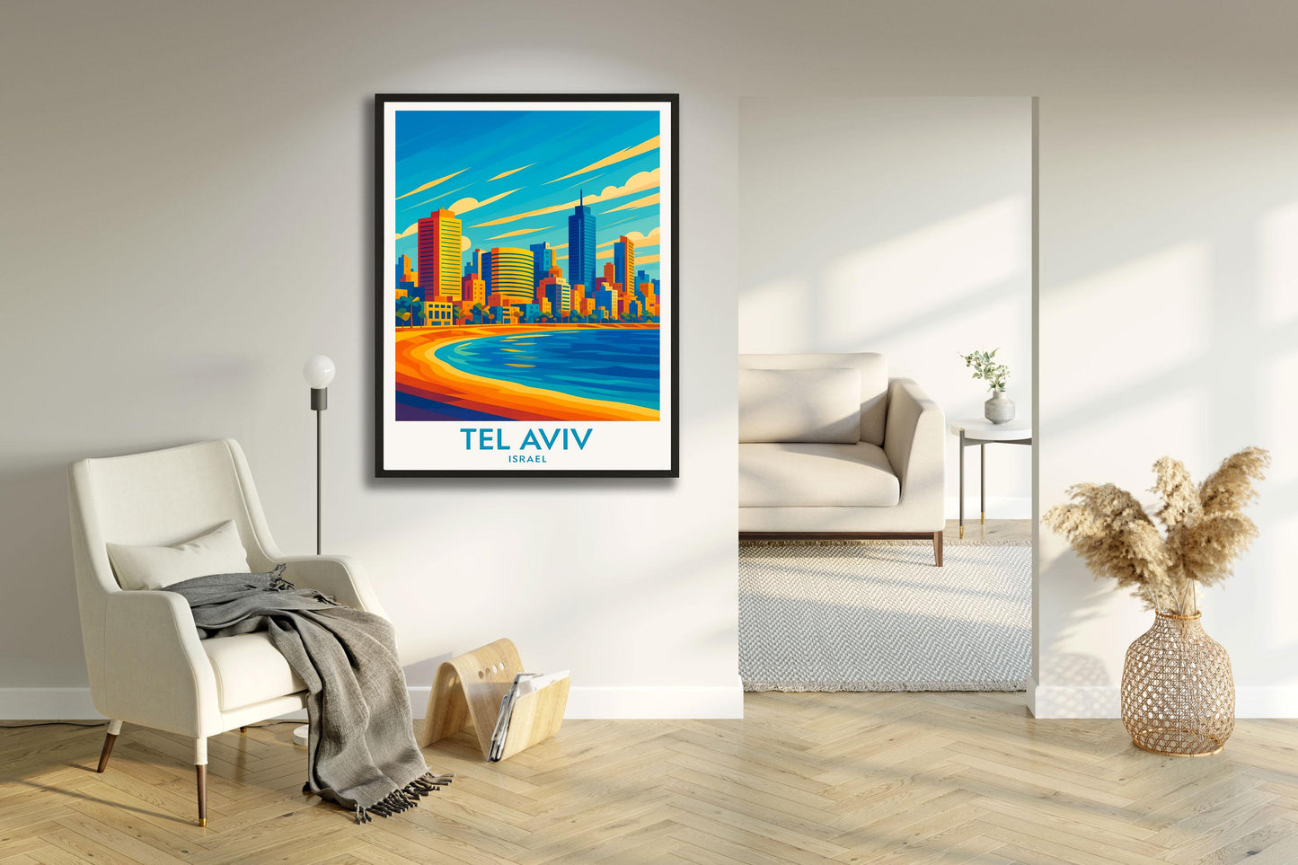 Tel Aviv Travel Poster: Mediterranean Coastal Israel Art Print