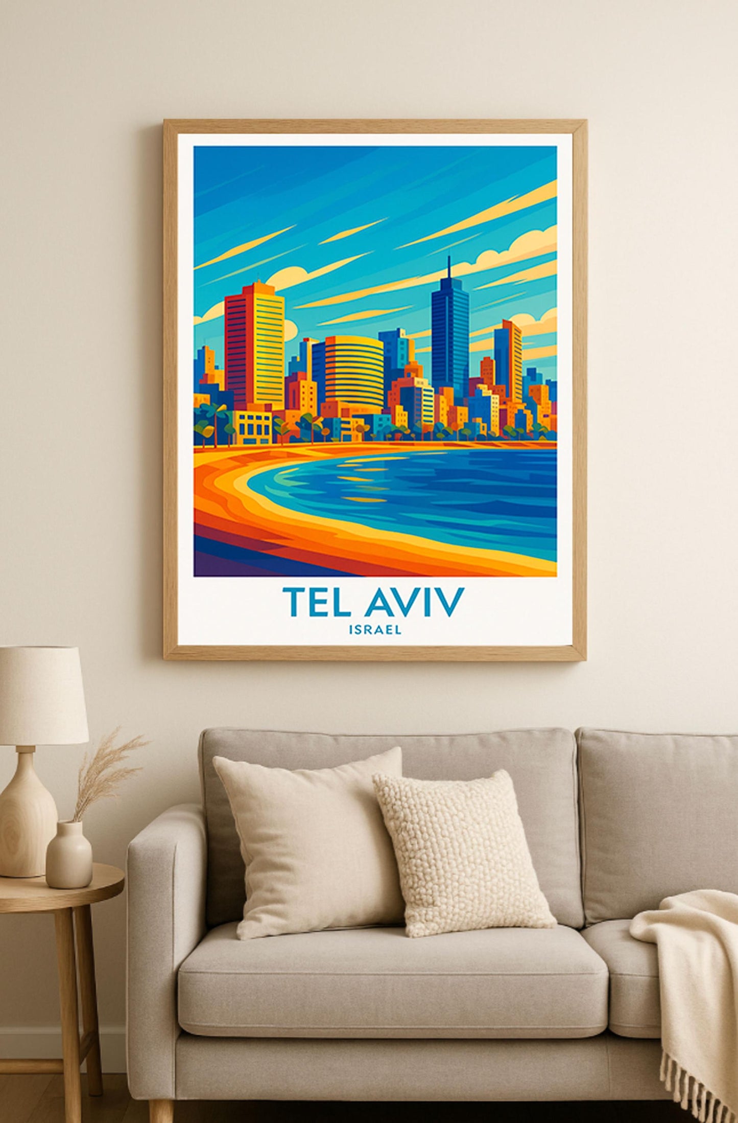 Tel Aviv Travel Poster: Mediterranean Coastal Israel Art Print