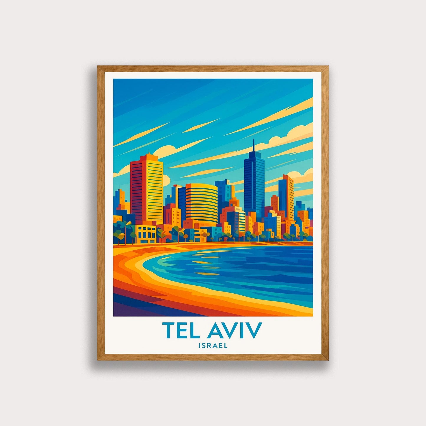 Tel Aviv Travel Poster: Mediterranean Coastal Israel Art Print