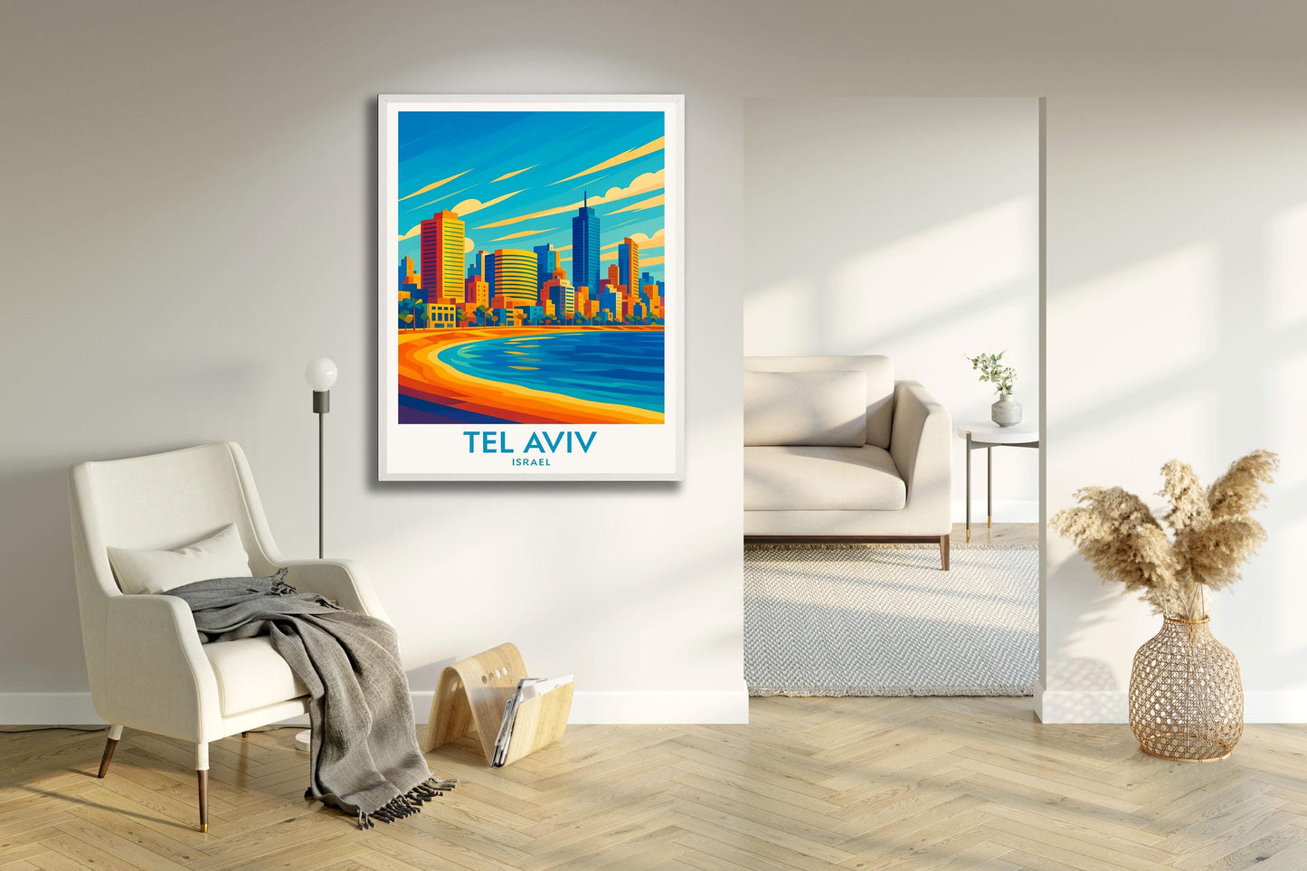 Tel Aviv Travel Poster: Mediterranean Coastal Israel Art Print