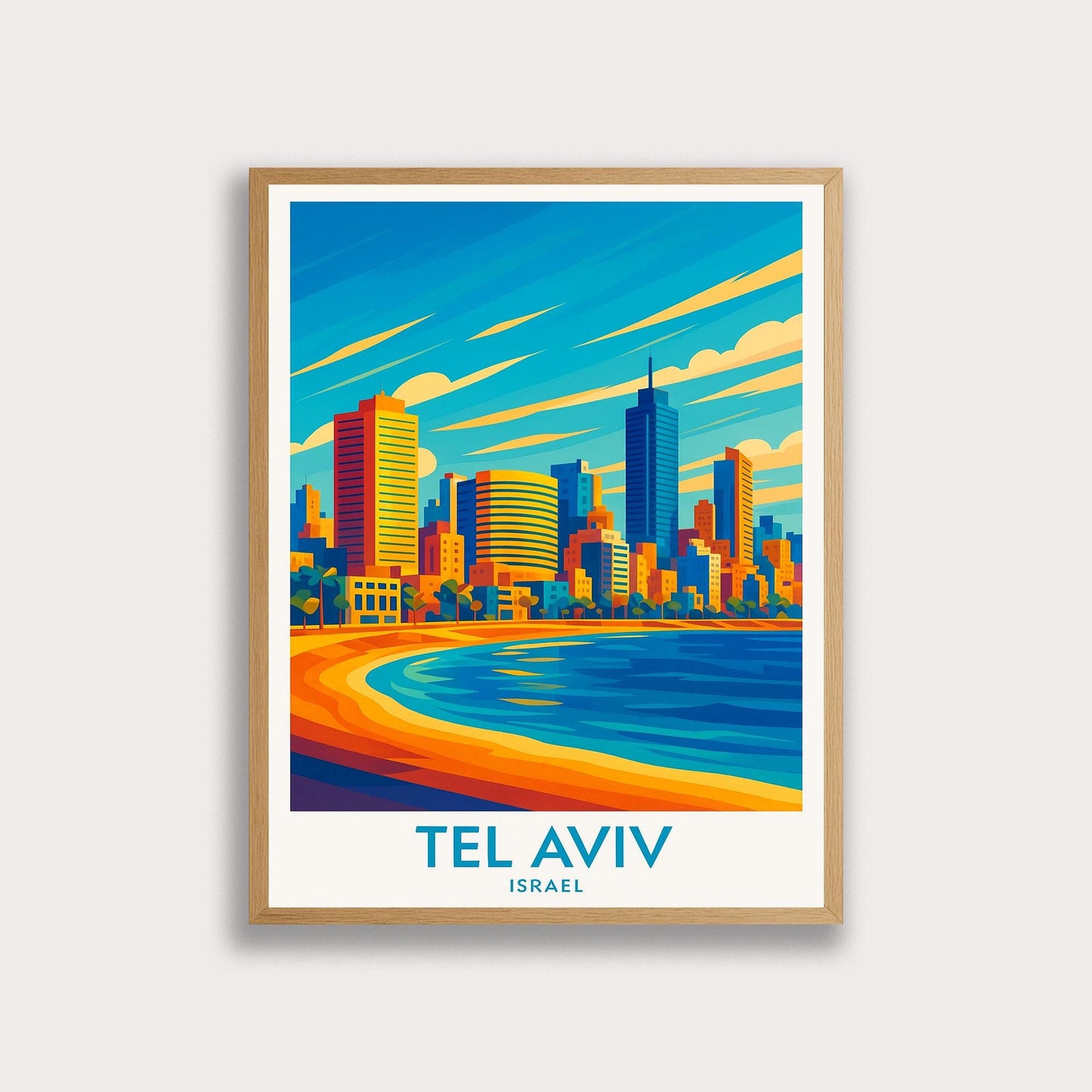 Tel Aviv Travel Poster: Mediterranean Coastal Israel Art Print