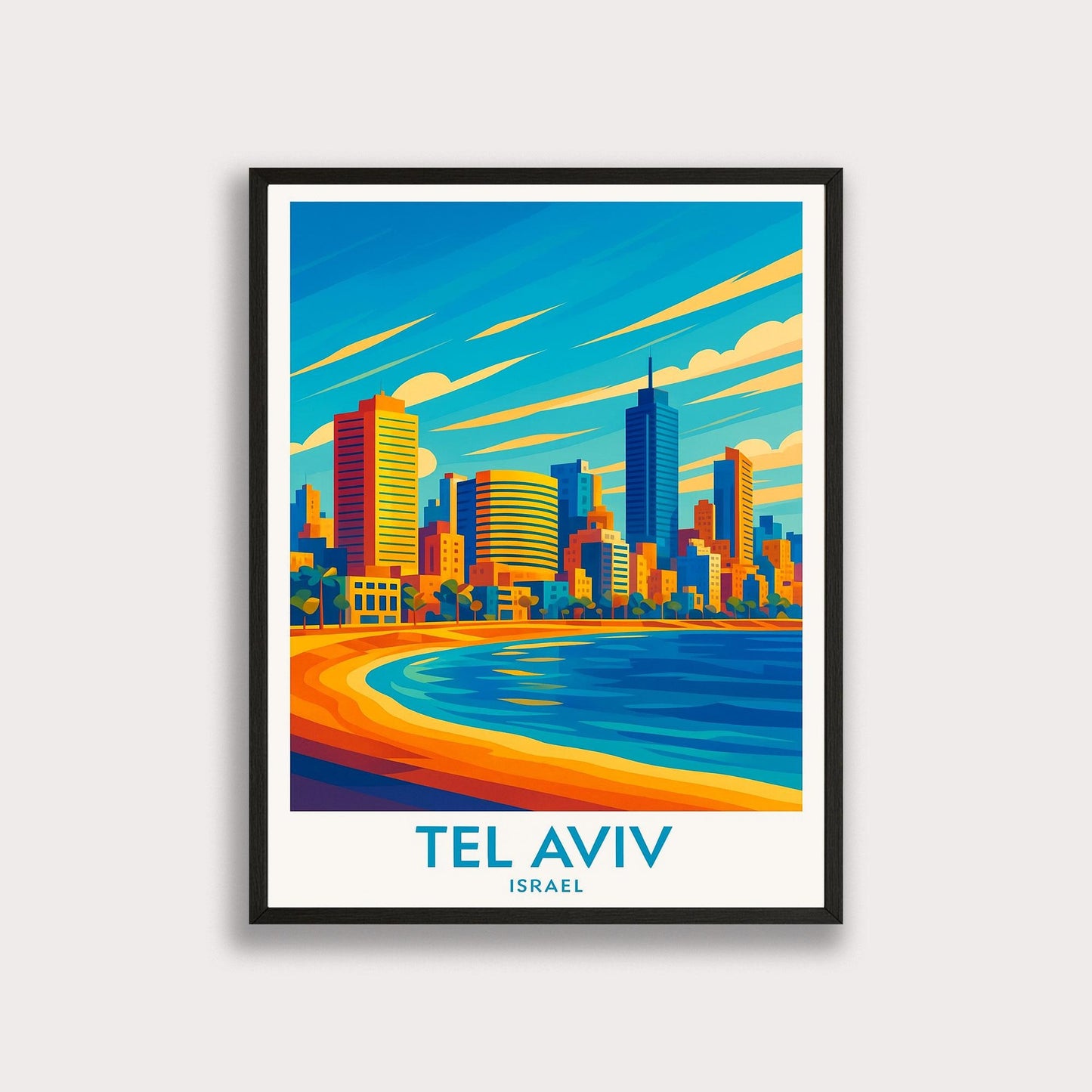 Tel Aviv Travel Poster: Mediterranean Coastal Israel Art Print